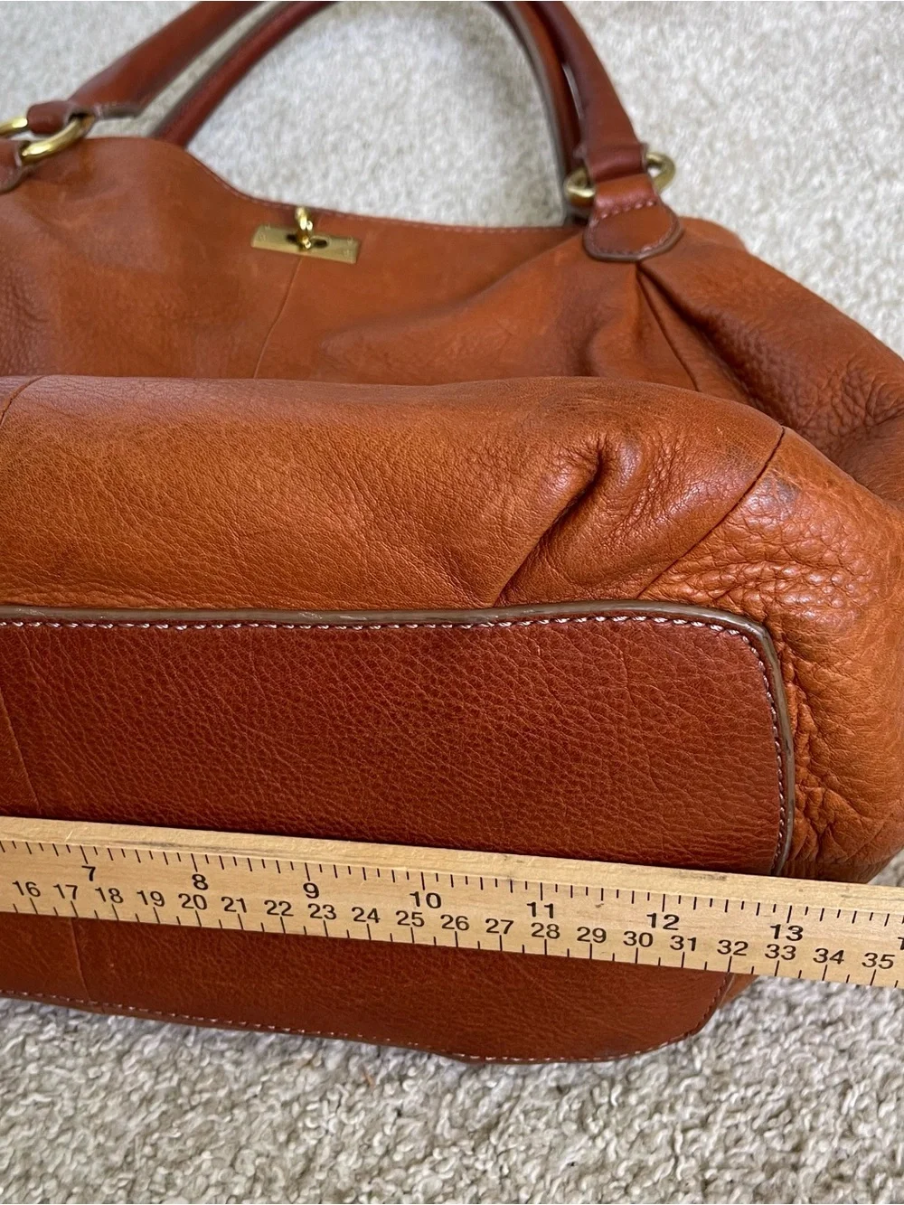 J.Crew Brompton Large Hobo Shoulder Bag Top Handed Cognac Brown Pebbled Leather